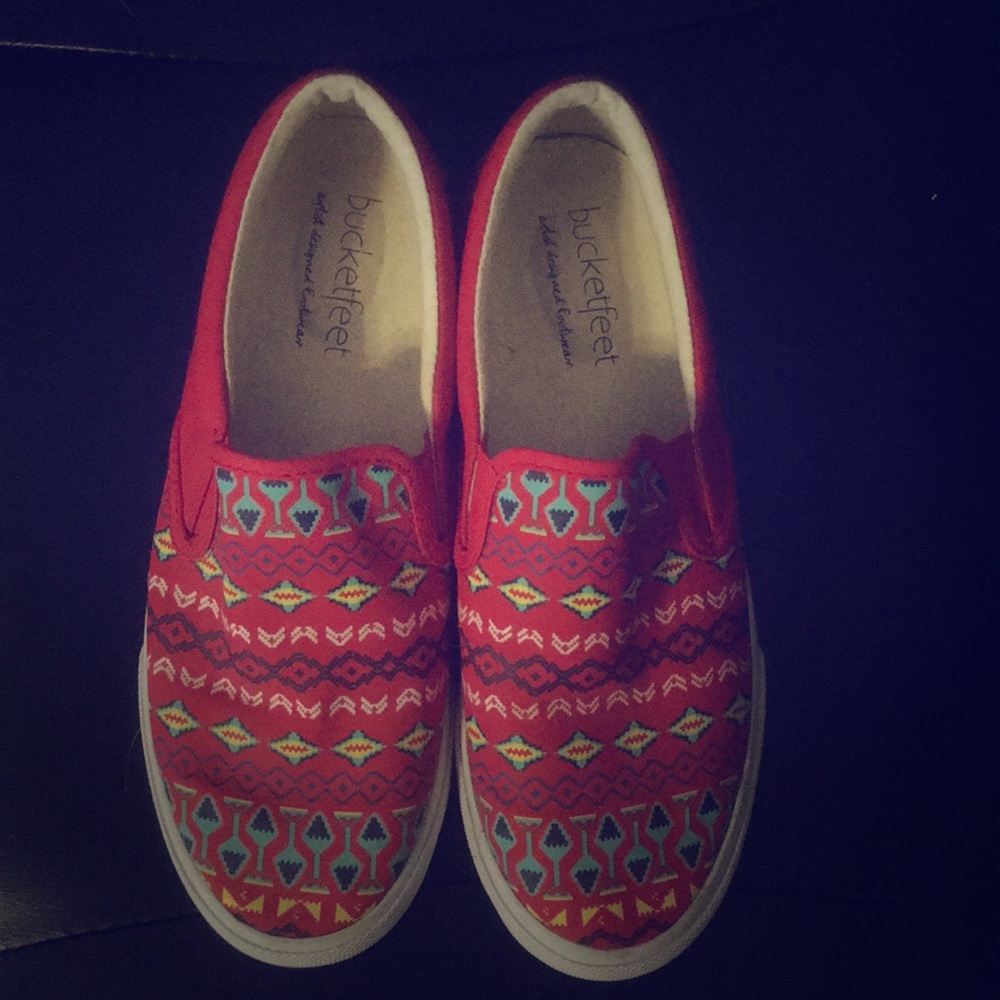 Aztec print slip ons